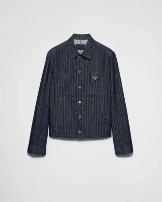 Chaqueta blusón de denim con diseño en zigzag