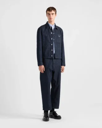 Chaqueta blusón de denim con diseño en zigzag