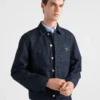 Chaqueta blusón de denim con diseño en zigzag Chaqueta blusón de denim con diseño en zigzag