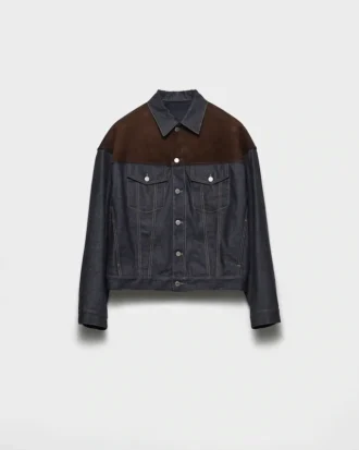 Chaqueta blusón de denim y ante Chaqueta blusón de denim y ante
