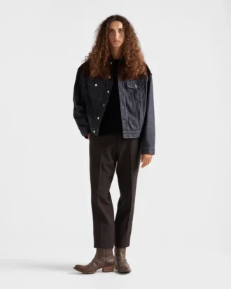 Chaqueta blusón de denim y ante Chaqueta blusón de denim y ante