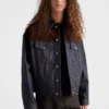 Chaqueta blusón de denim y ante Chaqueta blusón de denim y ante