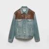 Chaqueta blusón de denim y cuero Chaqueta blusón de denim y cuero