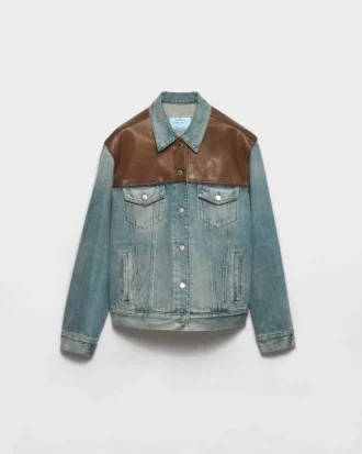 Chaqueta blusón de denim y cuero