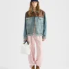 Chaqueta blusón de denim y cuero Chaqueta blusón de denim y cuero