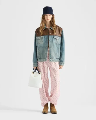 Chaqueta blusón de denim y cuero