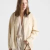 Chaqueta blusón de gabardina antigua teñida en prenda y bordada Chaqueta blusón de gabardina antigua teñida en prenda y bordada