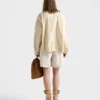 Chaqueta blusón de gabardina antigua teñida en prenda y bordada Chaqueta blusón de gabardina antigua teñida en prenda y bordada