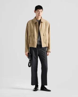 Chaqueta bomber de ante y algodón
