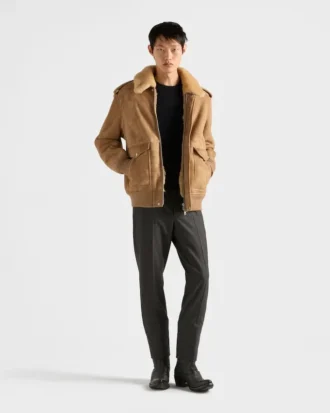Chaqueta bomber de ante y piel de oveja
