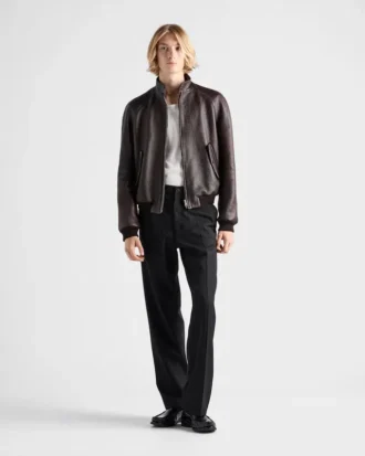 Chaqueta bomber de piel