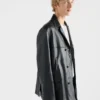 Chaqueta Caban de piel de napa con doble botonadura Chaqueta Caban de piel de napa con doble botonadura