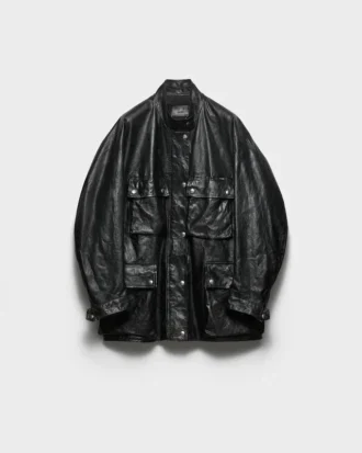 Chaqueta Caban de piel envejecida