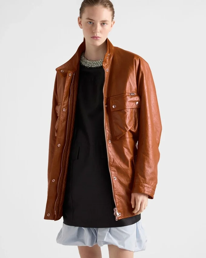 Chaqueta Caban de piel envejecida Chaqueta Caban de piel envejecida