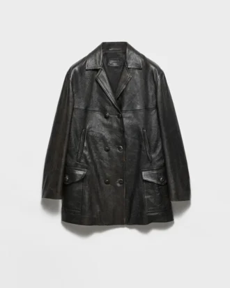 Chaqueta Caban de piel napa con doble botonadura