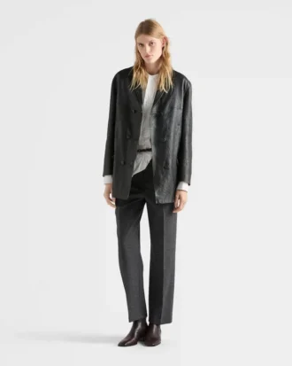 Chaqueta Caban de piel napa con doble botonadura