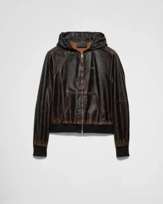 Chaqueta con capucha de piel napa