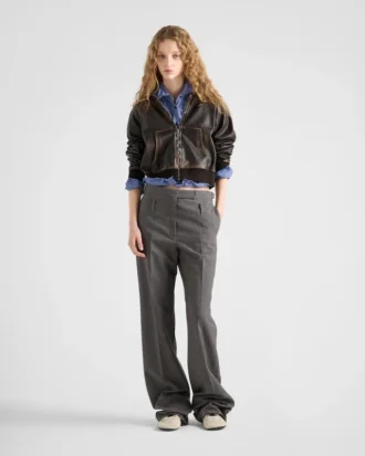 Chaqueta con capucha de piel napa Chaqueta con capucha de piel napa
