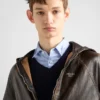 Chaqueta con capucha de piel napa Chaqueta con capucha de piel napa