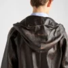 Chaqueta con capucha de piel napa Chaqueta con capucha de piel napa