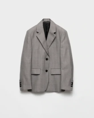 Chaqueta de cuadros grisalla de botonadura sencilla