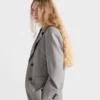 Chaqueta de cuadros grisalla de botonadura sencilla Chaqueta de cuadros grisalla de botonadura sencilla