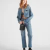 Chaqueta de denim orgánico de corte corto Chaqueta de denim orgánico de corte corto