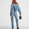 Chaqueta de denim orgánico de corte corto Chaqueta de denim orgánico de corte corto