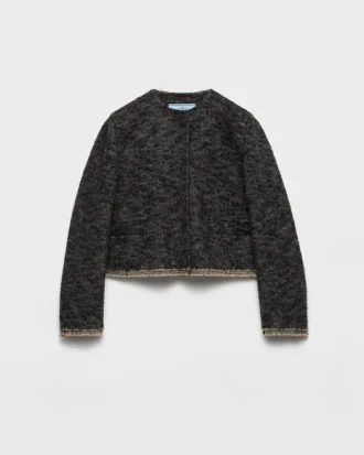 Chaqueta de doble tweed de botonadura sencilla