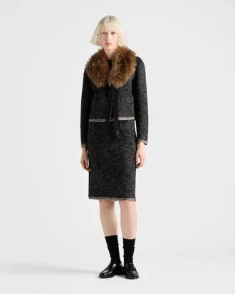 Chaqueta de doble tweed de botonadura sencilla