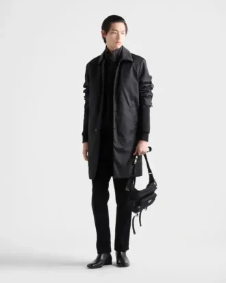 Chaqueta de felpa de algodón con cremallera y detalles de Re-Nylon