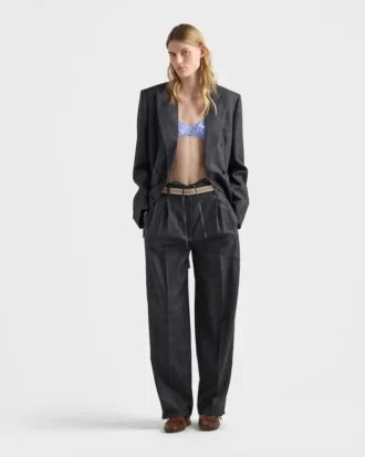 Chaqueta de lana a cuadros con doble botonadura