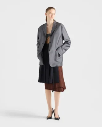 Chaqueta de mohair de cabrito de botonadura sencilla