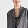 Chaqueta de mohair de cabrito de botonadura sencilla Chaqueta de mohair de cabrito de botonadura sencilla