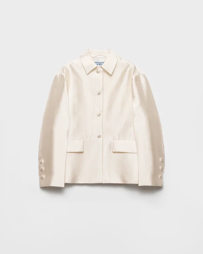 Chaqueta de seda y lana de un solo pecho Chaqueta de seda y lana de un solo pecho