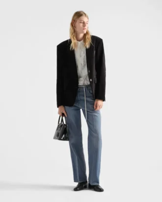 Chaqueta de terciopelo de botonadura sencilla Chaqueta de terciopelo de botonadura sencilla