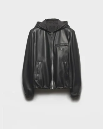 Chaqueta reversible de piel napa y Re-Nylon