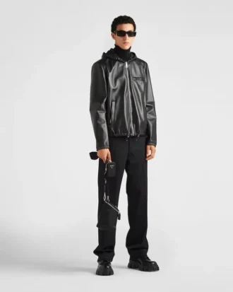 Chaqueta reversible de piel napa y Re-Nylon