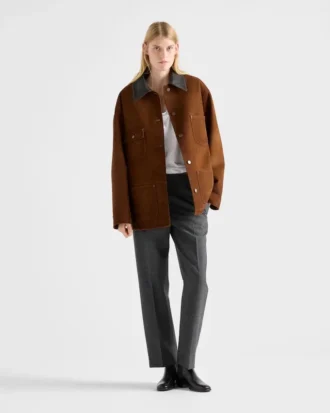 Chaqueta tipo cabán de ante