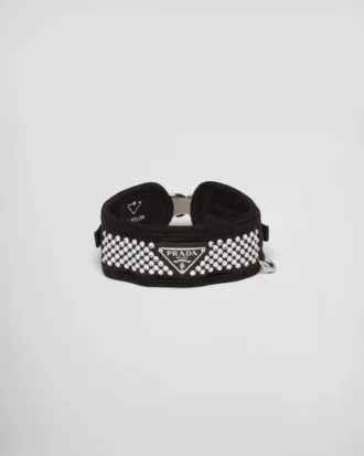 Collar de satén con cristales para mascotas