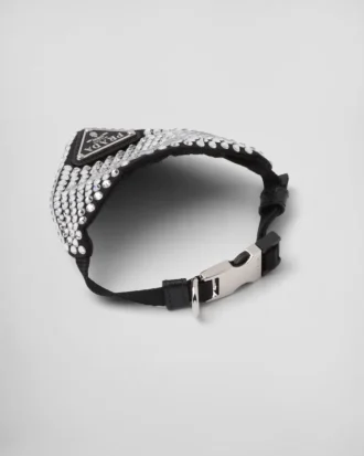 Collar de satén con cristales para mascotas