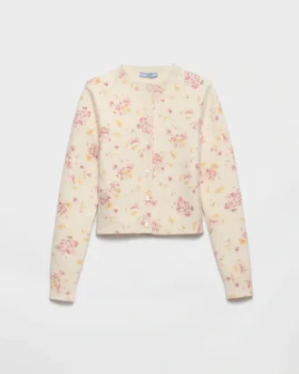 Cárdigan de lana con estampado floral
