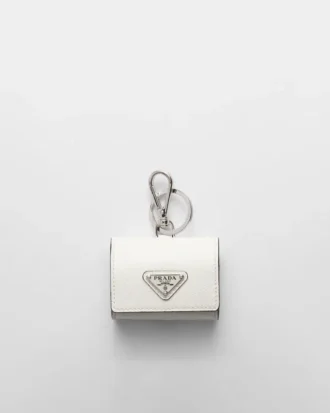 Estuche para auriculares de piel Saffiano con llavero