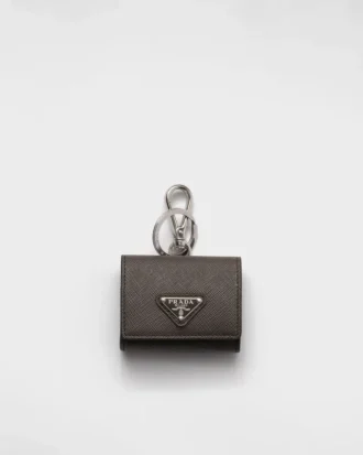 Estuche para auriculares de piel Saffiano con llavero