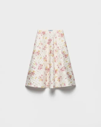 Falda circular de satén acolchado con estampado floral