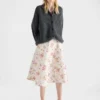 Falda circular de satén acolchado con estampado floral Falda circular de satén acolchado con estampado floral