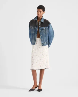 Falda de pongé con estampado floral