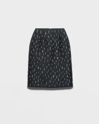 Falda midi de neopreno bordada