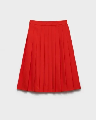 Falda midi plisada de gabardina