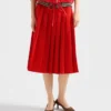 Falda midi plisada de gabardina Falda midi plisada de gabardina